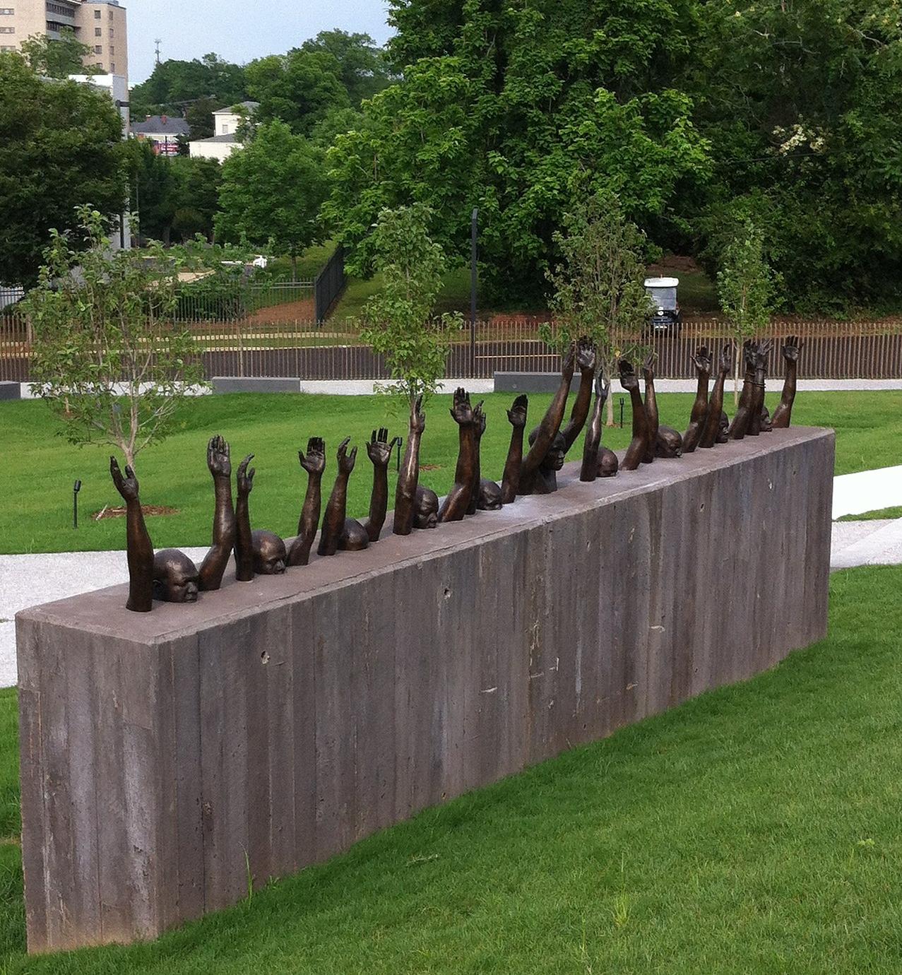 A sculpture at the National Memorial for Peace and Justice