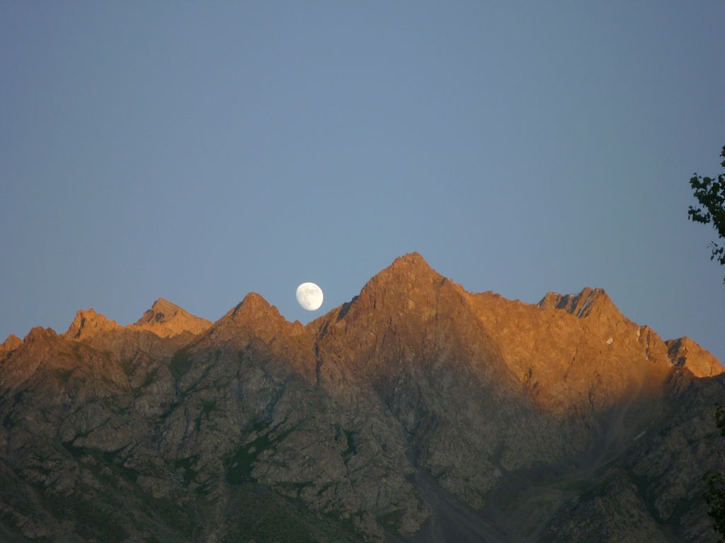 Moonrise over mountains in Gilgit-Baltistan, Pakistan