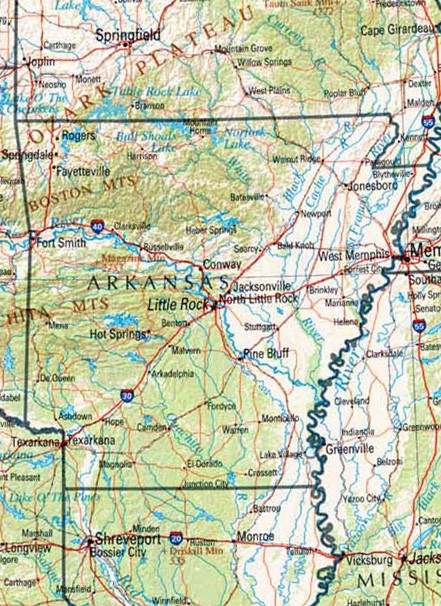 A map of Arkansas