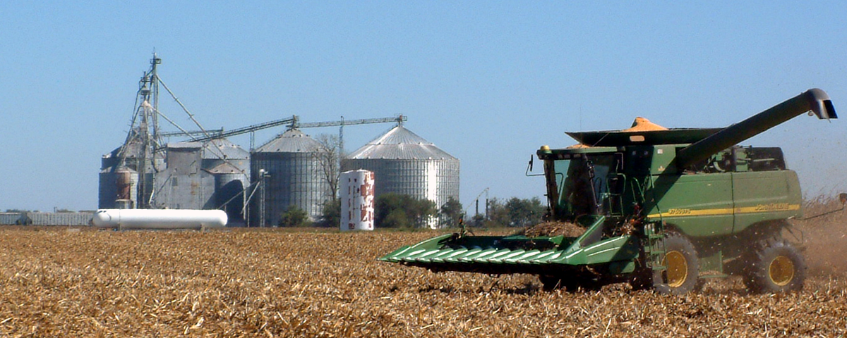 Harvesting on a farm in Stewart, Indiana.