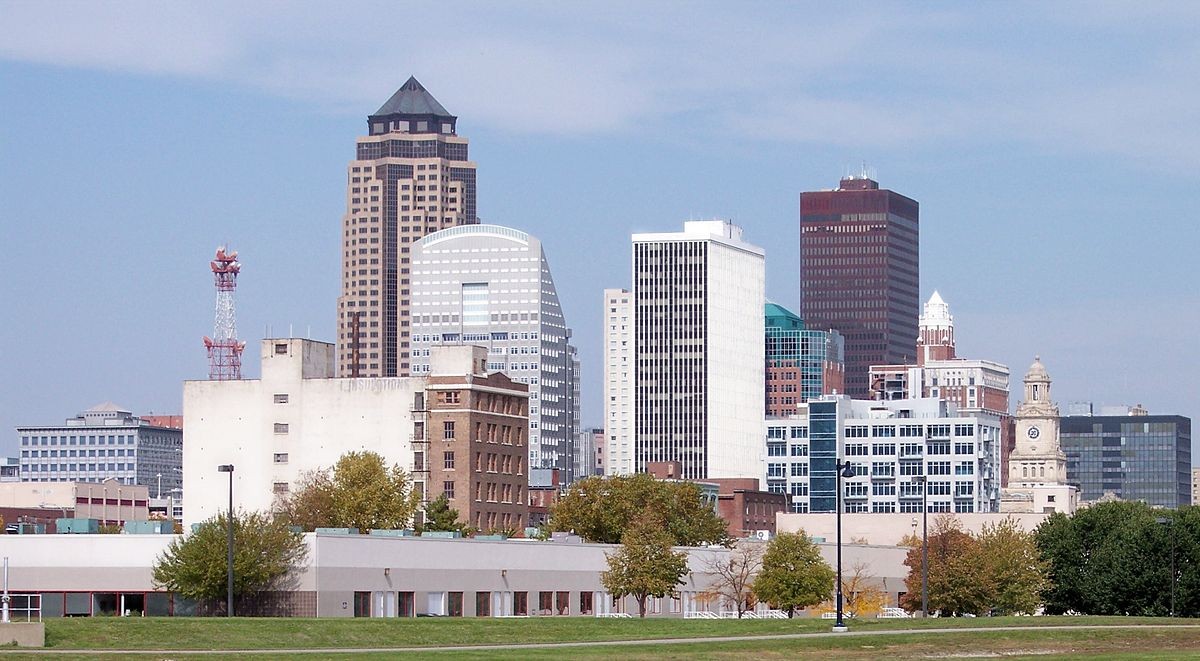 Skyline of Des Moines, Iowa's capital and largest city