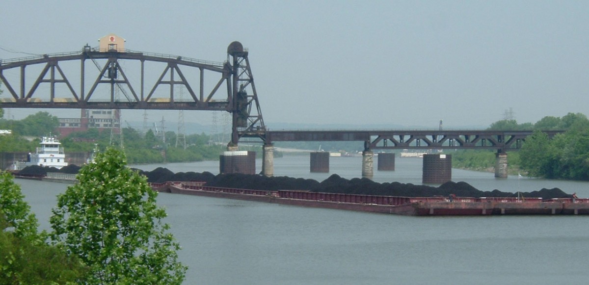 Barge hauling coal
