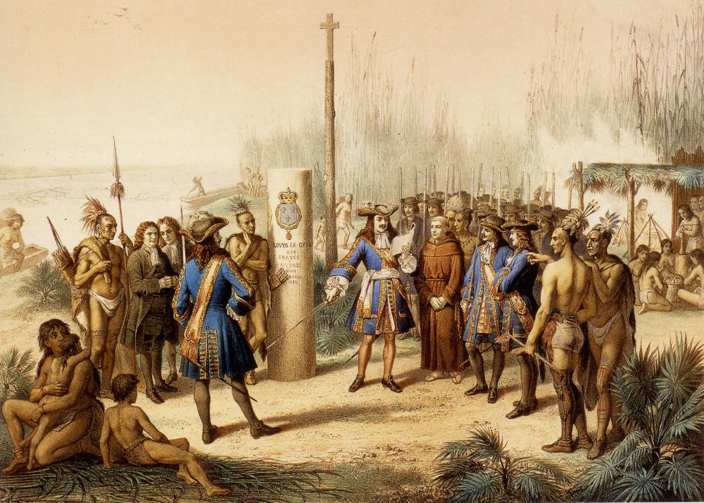 La Salle claims the Mississippi basin for France