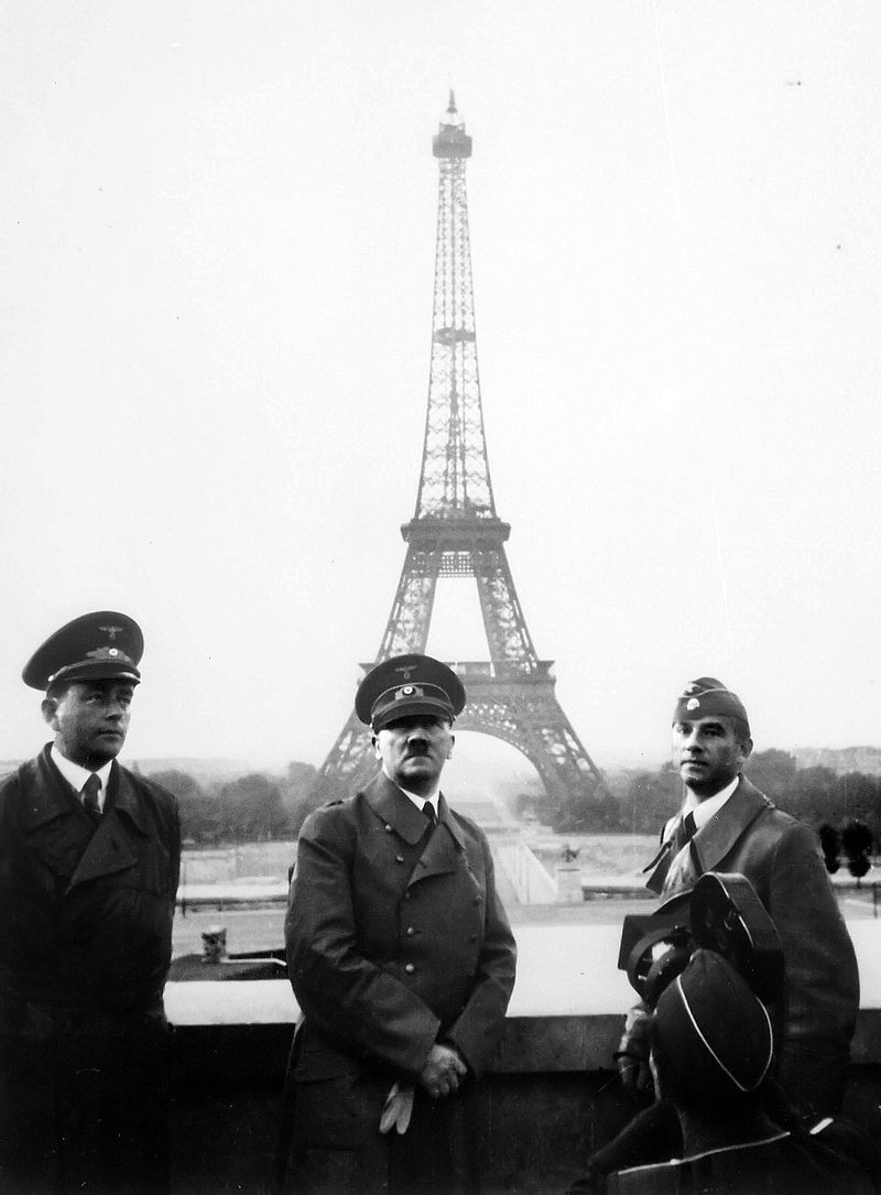 Hitler (centre) in Paris following the occupation