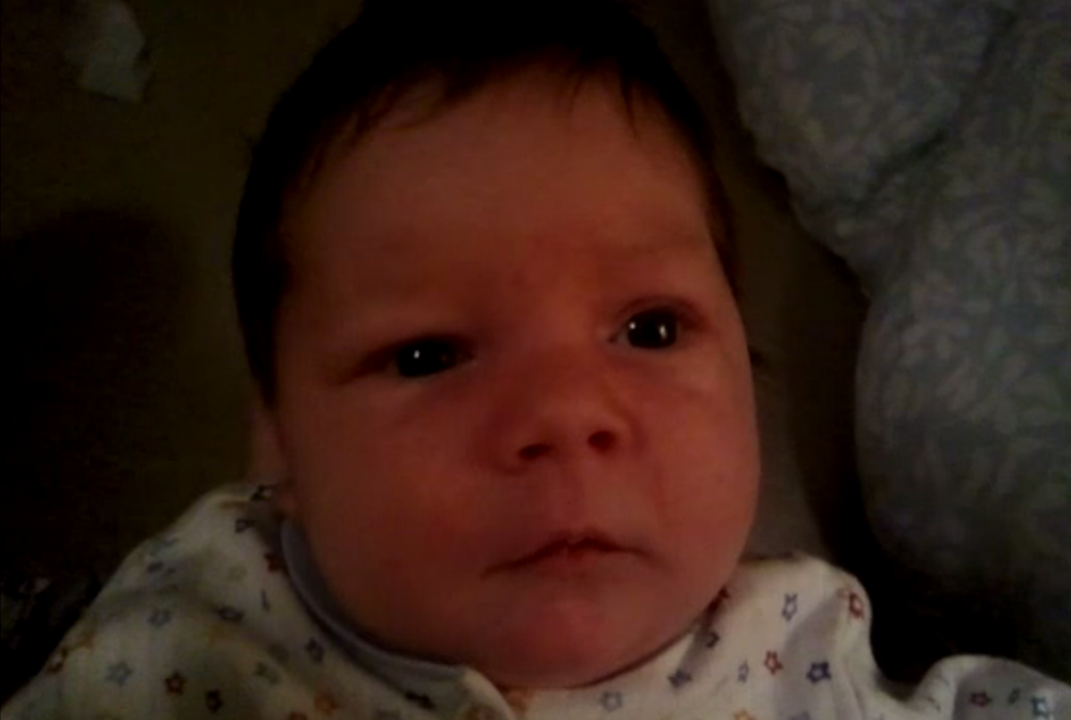 A baby hiccupping