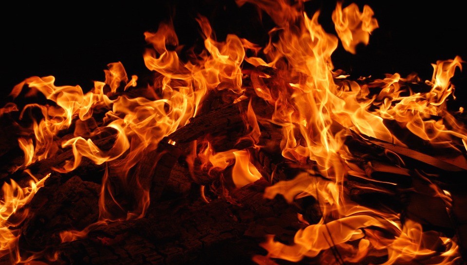 Flames from a bonfire