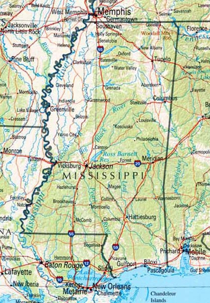 A map of Mississippi
