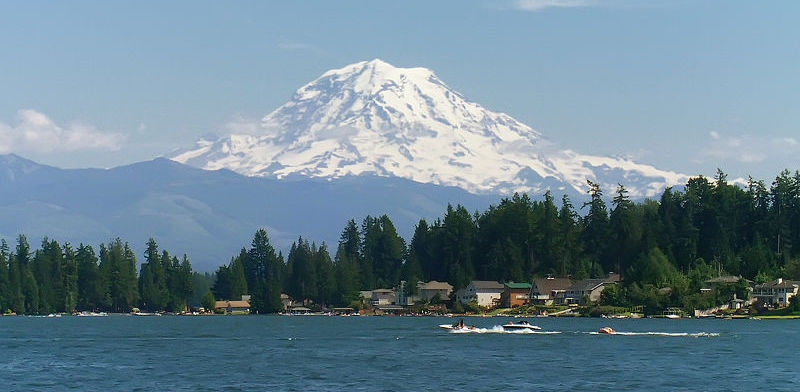 Mount Rainier and Lake Tapps