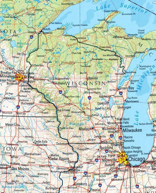 A map of Wisconsin