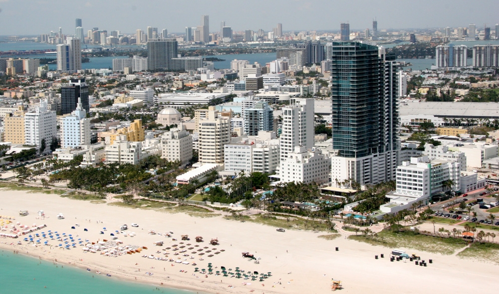 Miami Beach, with downtown Miami in the background
