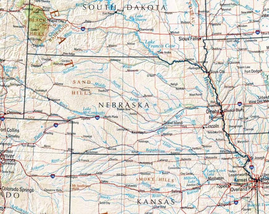 A map of Nebraska