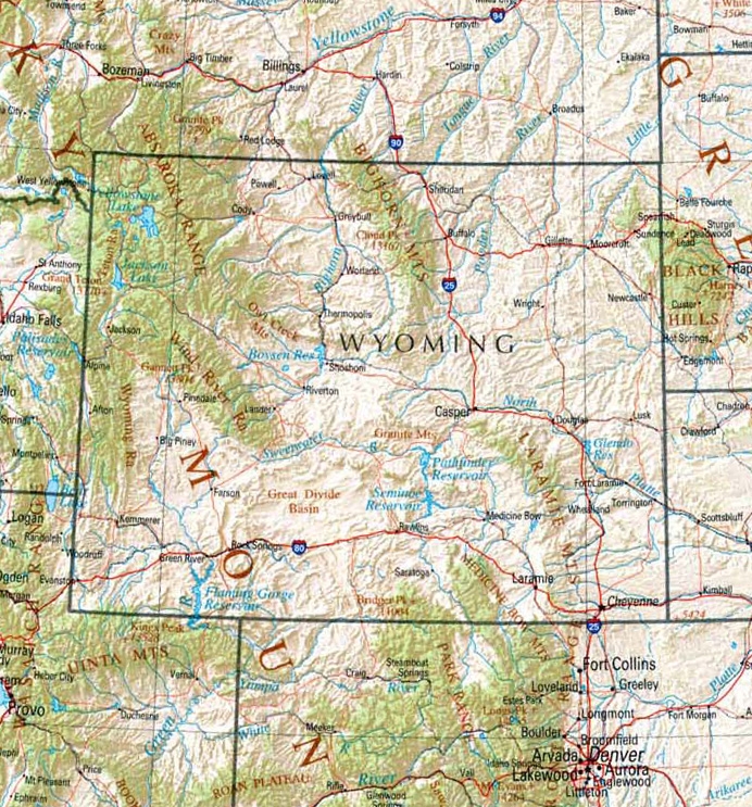 A map of Wyoming