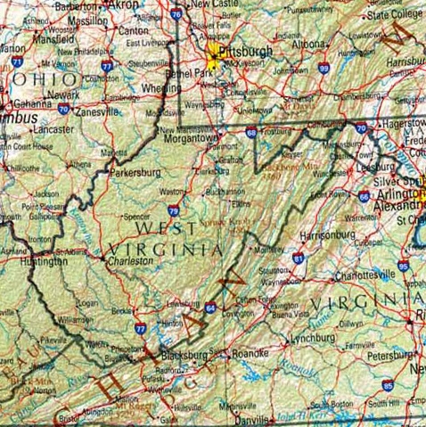 A map of West Virginia