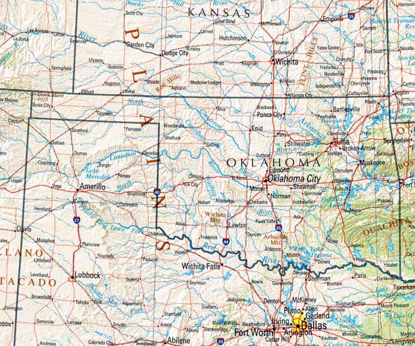 A map of Oklahoma