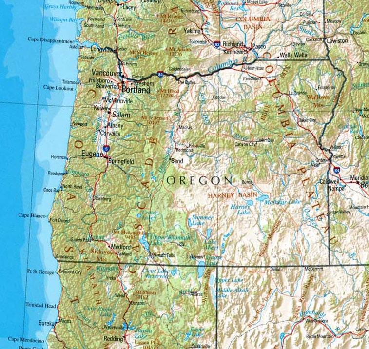 A map of Oregon