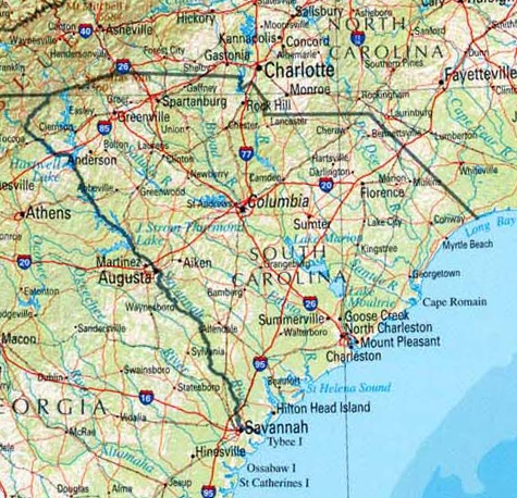 A map of South Carolina