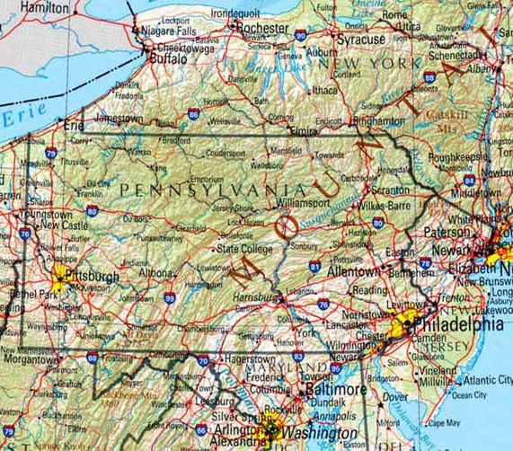A map of Pennsylvania