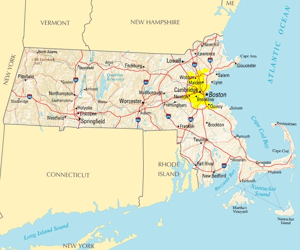A map of Massachusetts