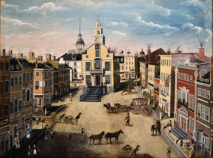 Old State House and State Street in Boston, 1801