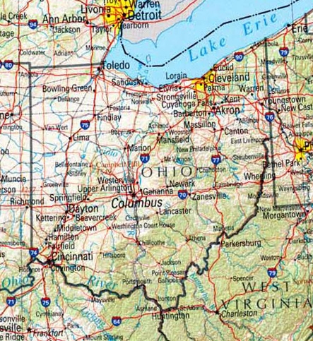 A map of Ohio