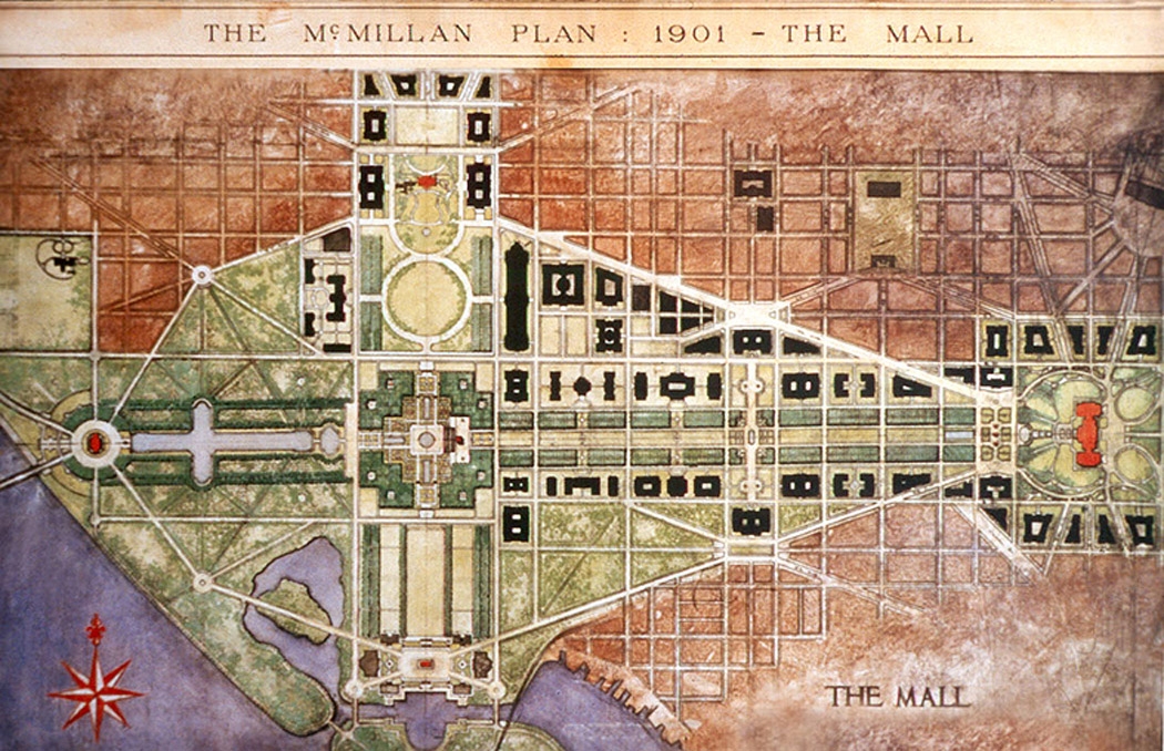 Map of the proposed layout of the National Mall, 1901