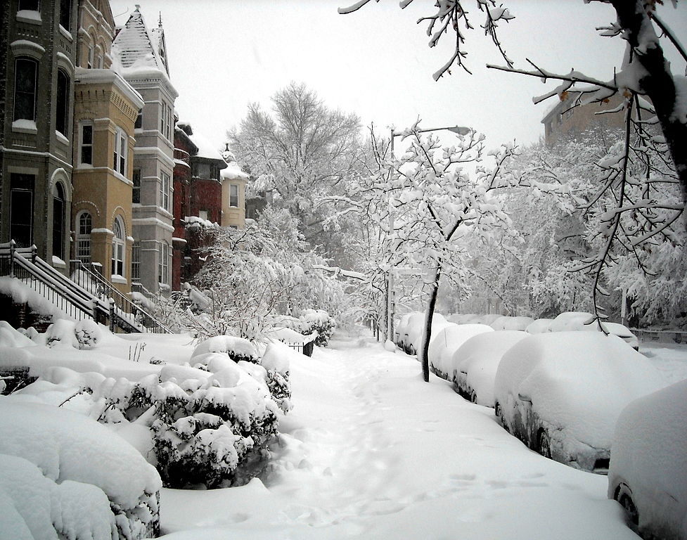 Deep snow on a Washington street in 2010.