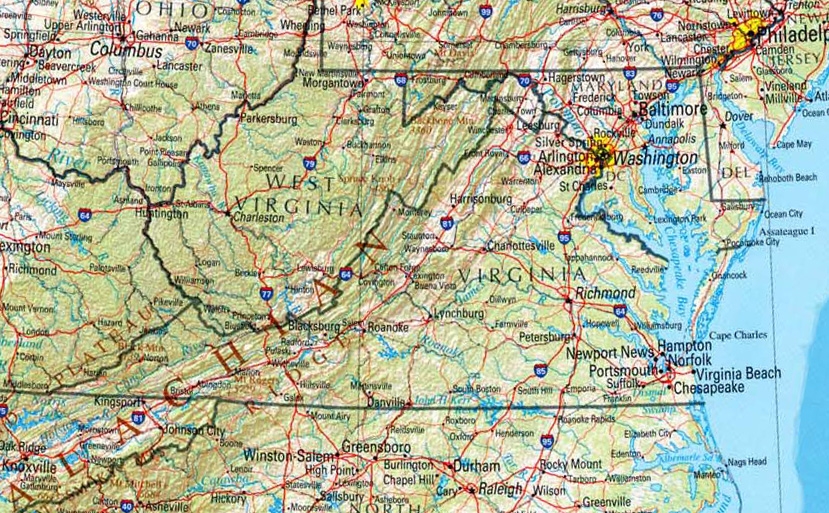 A map of Virginia