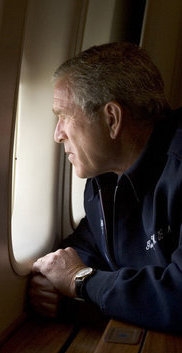 Bush surveys the devastation in New Orleans, 2005