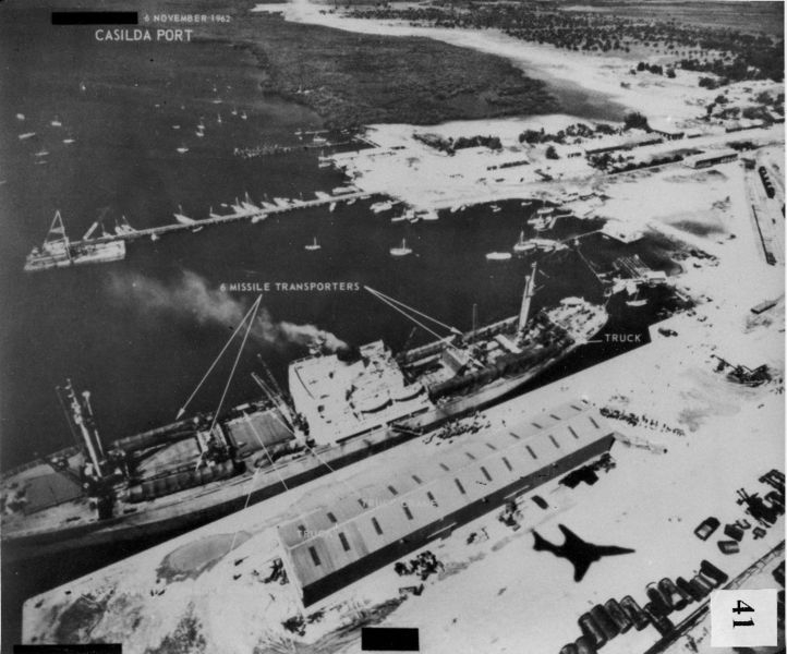 Photo of Soviet ship with missile transporters in Cuba