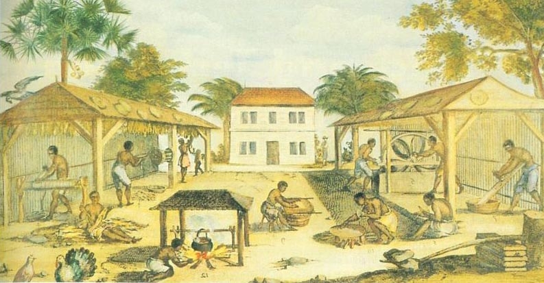 Slaves working on a plantation in Virginia, 1670