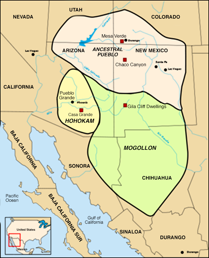 A map of Southwest cultures in about 1350 AD