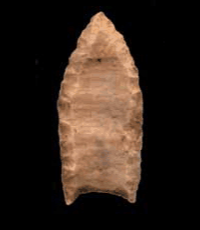 A Folsom point, a stone spearhead