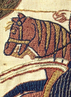 Detail of stitching on the Bayeux Tapestry