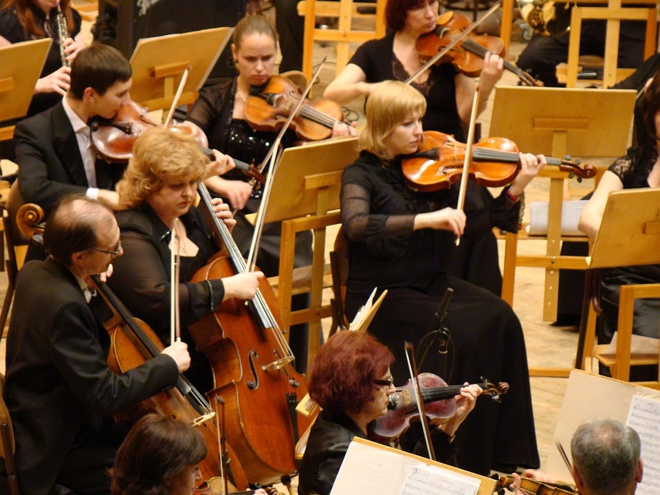 String players in an orchestra
