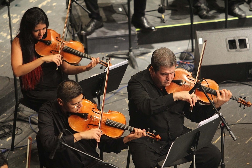 Orchestral viola players