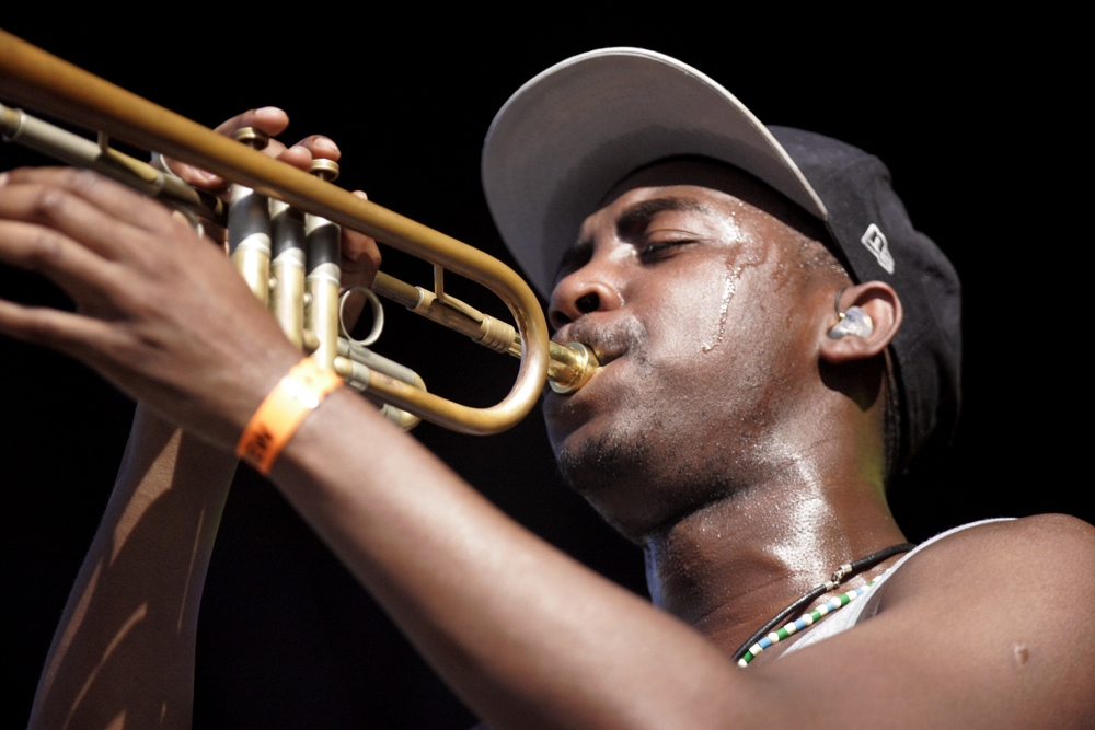 The embouchure of a trumpeter