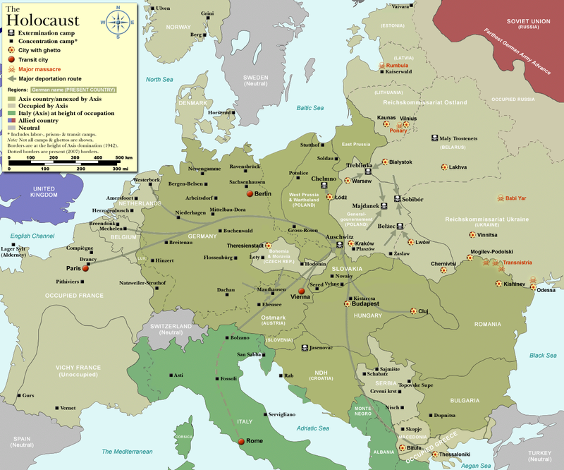 Map of the Holocaust in Europe