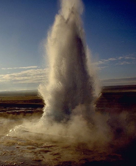 A geyser, caused by heat energy in the Earth