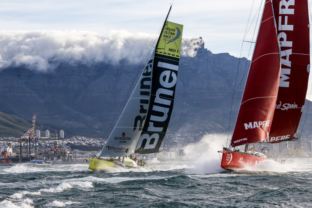 Sailing boats swept along by the wind’s motion energy