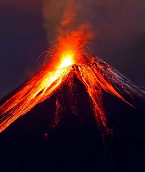 Lava is hot, molten rock from inside the Earth