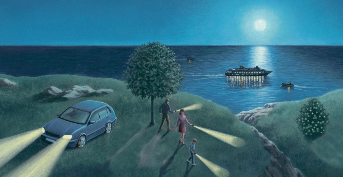 An illustration showing different sources of light