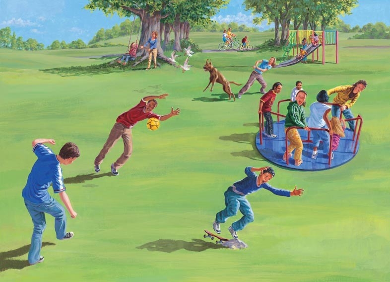 Different types of motion at a playground