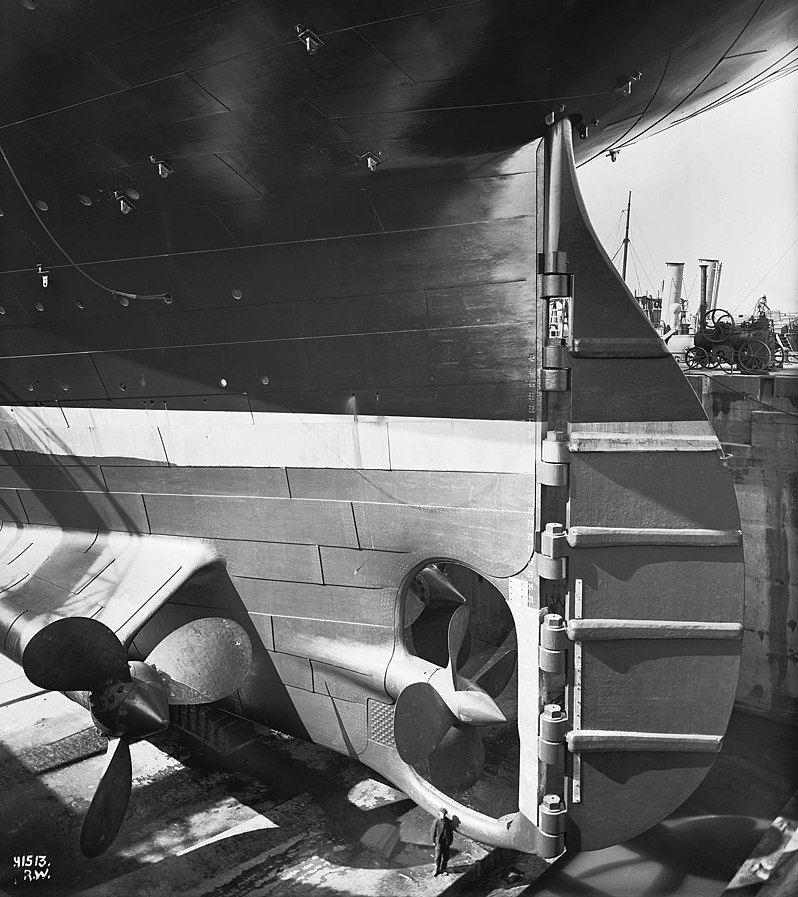 Titanic's rudder and propeller