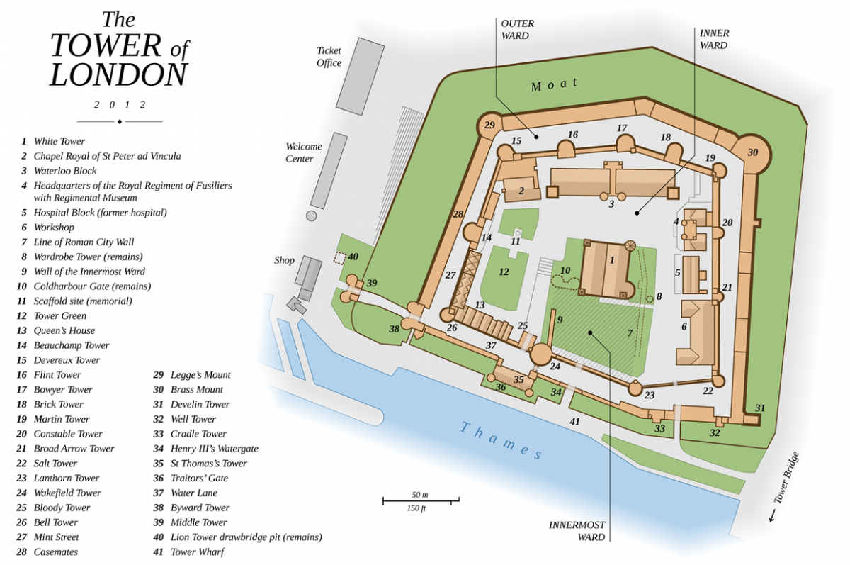 Plan of the Tower of London today