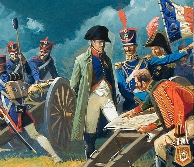 Napoleon plans battle strategy.