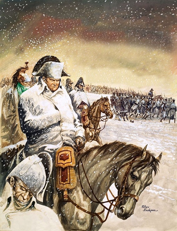 Napoleon retreats from Moscow, winter of 1812–13.