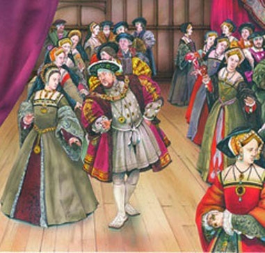 Henry VIII dancing with courtiers