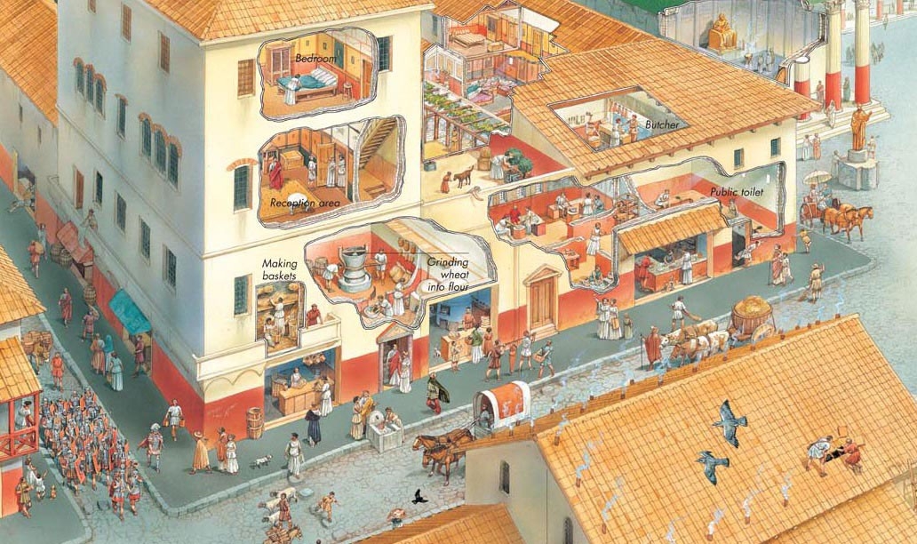 Cutaway illustration of an apartment block