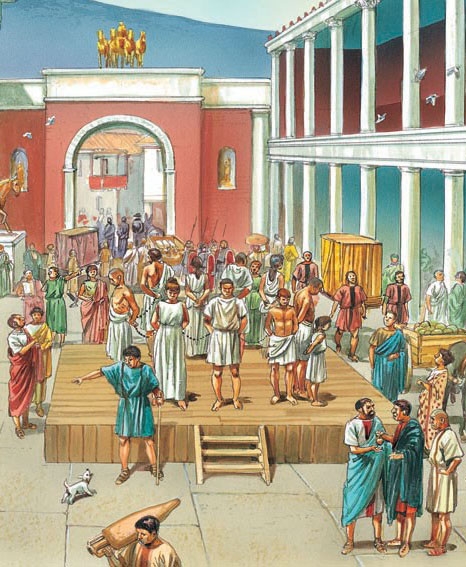 Slaves being sold at an auction