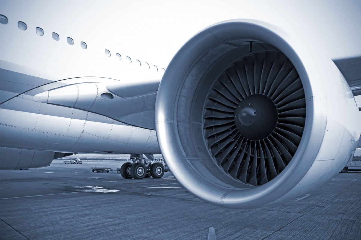 A turbofan fitted to an airliner's wing